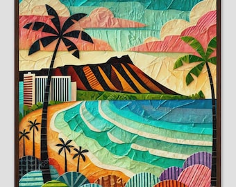 Waikiki Beach Hawaii Abstract Travel Wall Art