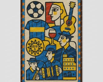 Buenos Aires Blue and Yellow Cubist Wall Art