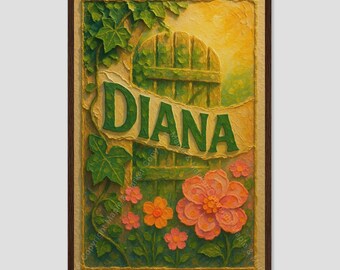 Diana Personalisierte Geheimgarten-Tor-Blumen-Wanddekoration fürs Kinderzimmer