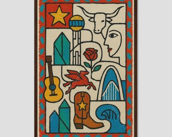 Dallas Modern Cubist Abstract City Wall Art Print