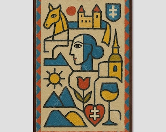 Slovakia Modern Cubist Country Map Art Print