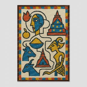 Impresión artística mural de la ciudad cultural cubista de Yogyakarta