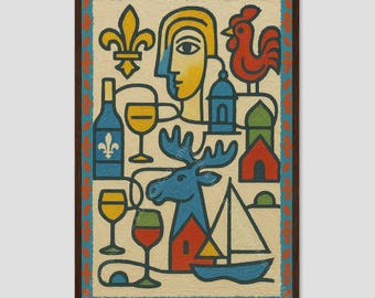 Quebec Canada Blue Abstract Province Wall Art Print