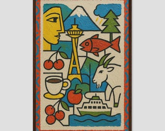 Washington State Abstract Cubist Wall Art