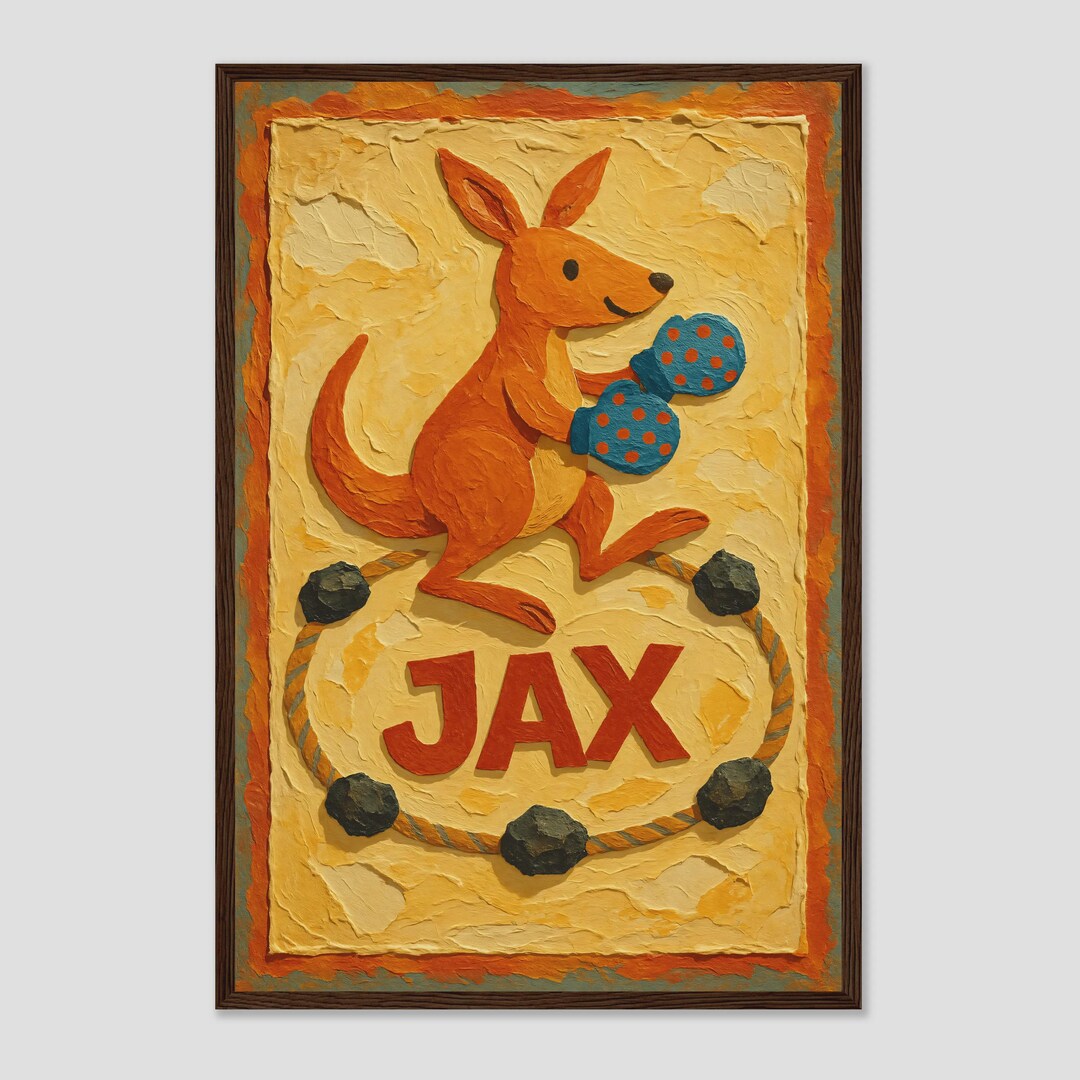 Kangaroo Rng Kangaroo in Rope Ring Nursery Art Print - Etsy