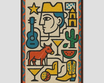 Georgetown Texas Cubist Town Wall Art Print