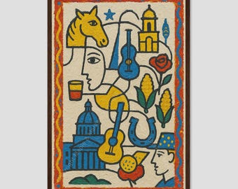 Kentucky Red Clay Cubist State Wall Art Print