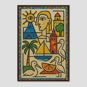 Abstracte kunstprint van een historische kustplaats in St. Augustine, Florida.