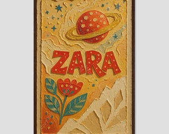 Zara Ringed Planet Starry Barnrumscollage Konst