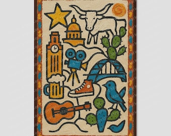 Austin Texas Abstract Picasso Style City Art