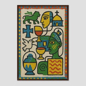 Ethiopia Colorful Cubist Country Map Wall Art