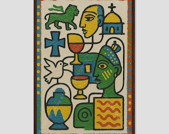 Ethiopia Vibrant Abstract Map Wall Art