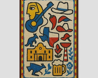 New Braunfels Cubist Hill Country Wall Art Print