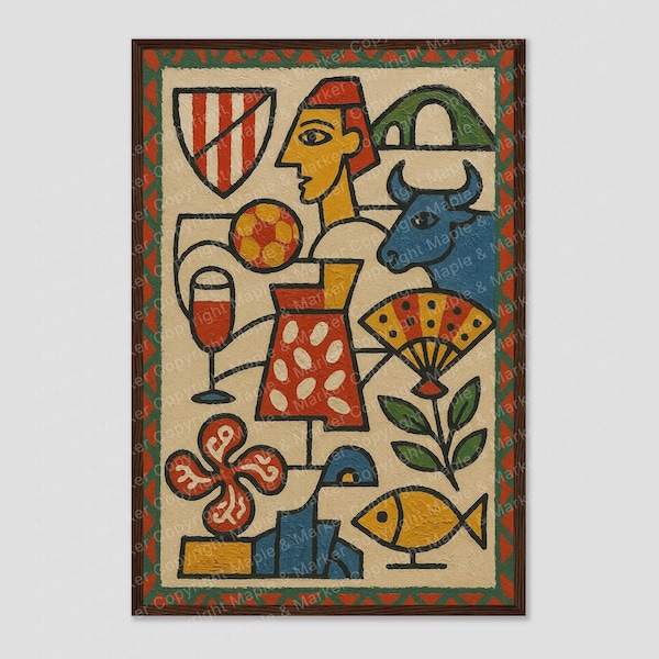 Bilbao Basque City Picasso Style Collage Art