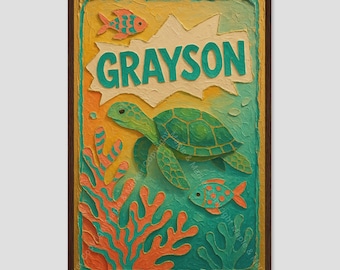 Grayson Turtle Coral Reef Kids Wall Art