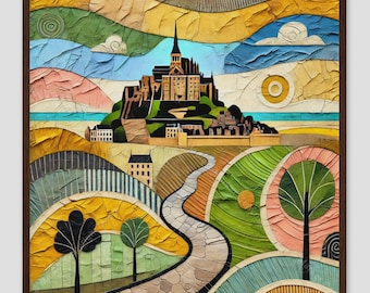 Mont Saint-Michel Cubist Abstract Travel Art