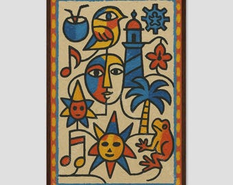 Puerto Rico Colorful Cubist Island Wall Art