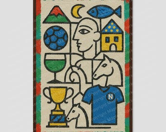 Naples Blue Coastal Cubist Wall Art Print