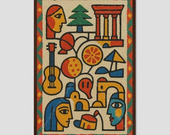 Lebanon Textured Picasso Style Country Art