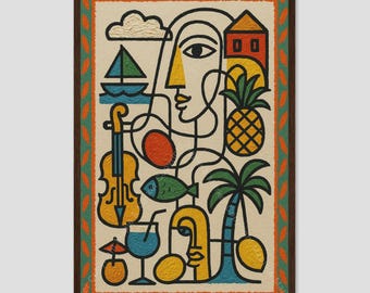 Ocho Rios Coastal Cubist Picasso Style Wall Art
