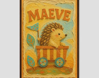 Maeve Hedgehog Train Car Nursery Wall Art