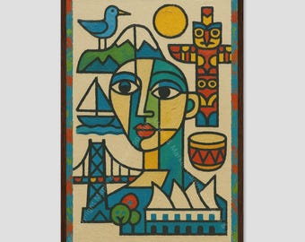 Vancouver Canada Cubist City Wall Art Print