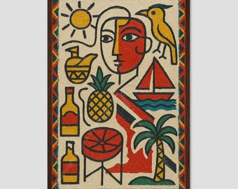 Trinidad Tobago Festive Abstract Island Wall Art Print