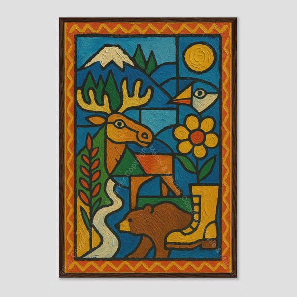Impresión artística mural del Parque Nacional Cubista Denali