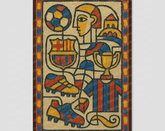 Stampa d'arte spagnola astratta cubista della città di Barcellona