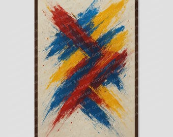 Barcelona City Art Print Red Blue Yellow Abstract