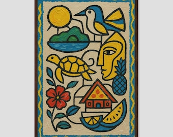 Palau Picasso Style Island Abstract Wall Art