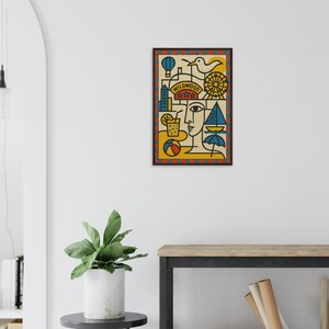 Wildwood Crest Shore Cubist Art Print in Light Room by Maple & Marker (Dark wood frame, 40x60)