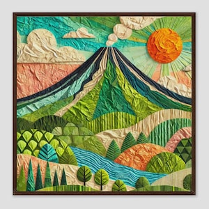 Impresión de arte mural abstracto del volcán El Boquerón