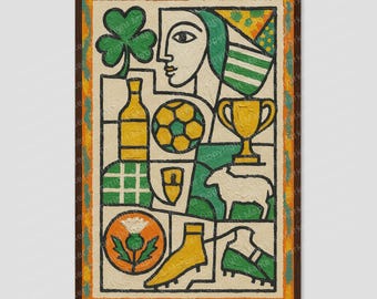 Glasgow Green and White Cubist Wall Art