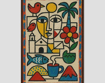 El Salvador Cubist Abstract Wall Print Decor