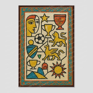 Tehran Iran Red and Gold Abstract City Wall Art Print