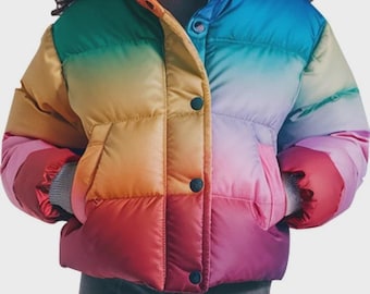 Women's Bold Multicolor Stylish Puffer Jacket - Etsy