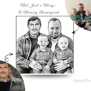 Add Person to Photo - Add Deceased Loved One to Photo - Custom gift and memorial - Combine Photos - Gift for Dad Mom - Black and white