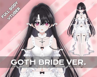 Versión de novia gótica. Modelo Vtuber, Live2D completamente manipulado, Vtuber femenina lista para usar, modelo preconfigurado Vroid, modelo de Halloween, avatar de cuerpo completo.