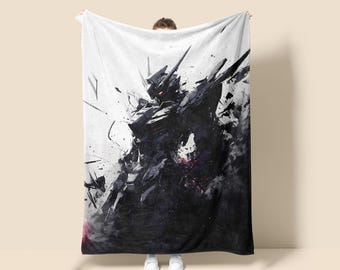 Cyber Mecha Anime Fleece Blanket, Boy's Room Tapestry Throw, Game Room Decor, Anime Wall Art, Christmas Gift for Boyfriend