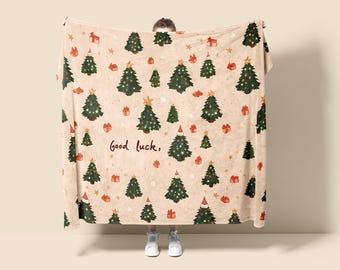 Christmas Tree Fleece Blanket, Holiday Tapestry Throw, Wall Art
