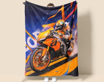 Streetfighter Motorcycle Fleece Blanket, Boy's Room Tapestry