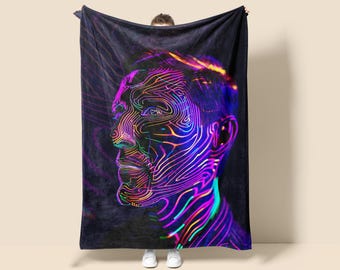 Acidwave Pop Art Fleece Blanket, Y2K Tapestry Throw, Glitch Art