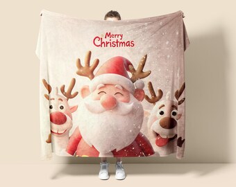 Santa Claus Fleece Blanket, Christmas Tapestry Throw