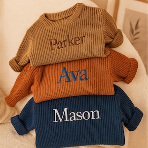 Baby Sweater, Custom Baby Sweater • 0-2 Years Old • Embroidered Newborn Baby Sweater • Baby Shower Gift • Newborn Gift
