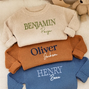 Custom Baby Sweater, Personalized Baby Sweater, 0-2 Years Old • Embroidered Newborn Baby Sweater • Baby Shower Gift • Newborn Gift