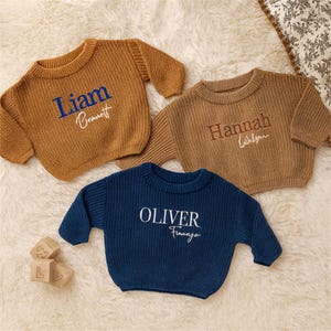 Personalized Baby Sweater, Custom Baby Sweater • 0-2 Years Old • Embroidered Newborn Baby Sweater • Baby Shower Gift • Newborn Gift