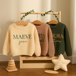 Custom Baby Sweater, Personalized Baby Sweater, 0-2 Years Old • Embroidered Newborn Baby Sweater • Baby Shower Gift • Newborn Gift