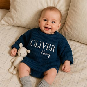 Custom Baby Sweater, Personalized Baby Sweater, 0-2 Years Old • Embroidered Newborn Baby Sweater • Baby Shower Gift • Newborn Gift