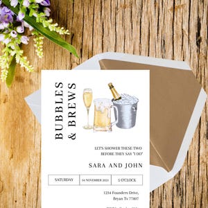 Bubbles and Brews Couple Shower Invitation Template